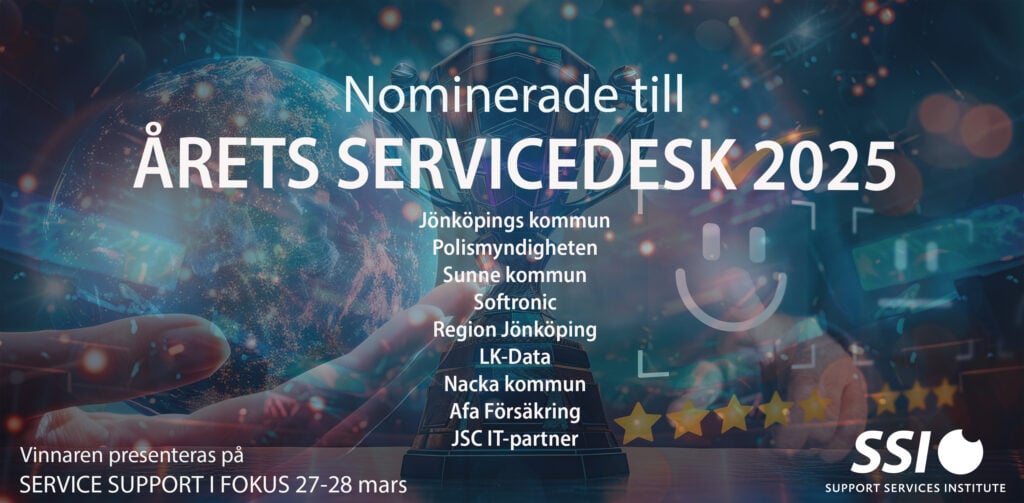 Vinnaren avslöjas 27-28 mars i Stockholm på Support Services Institutes konferens om servicesupport.