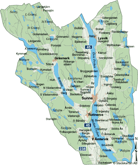 Karta över Sunne kommun