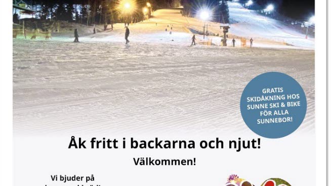 Välkommen alla Sunnebor på gratis skidåkning på Sunne Ski & Bike onsdag 1 februari kl 18-21