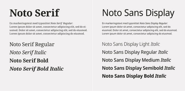 Bild på typsnittet Noto Serif